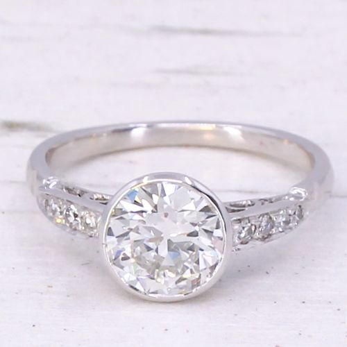 fig 2. Mid Century 1.19 Carat Round Brilliant Cut Diamond Engagement Ring, circa 1955