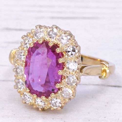 Art Deco 2.65 Carat Ruby & Diamond Cluster Ring, Circa 1920