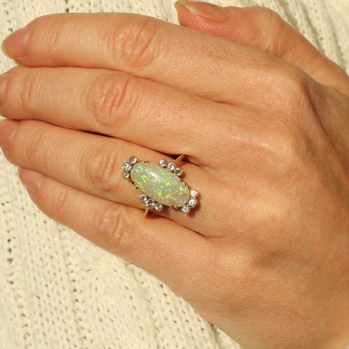 fig 1. Art Deco 2.86 Carat Opal & Diamond Ring, circa 1930