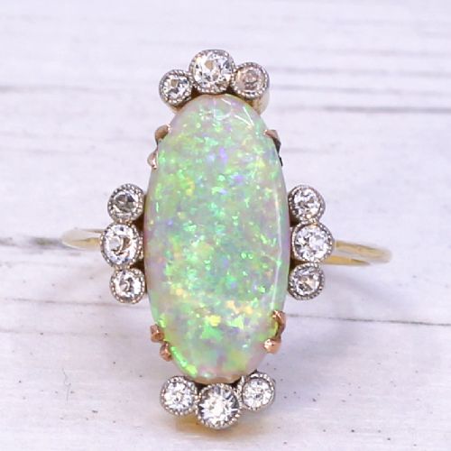 fig 2. Art Deco 2.86 Carat Opal & Diamond Ring, circa 1930