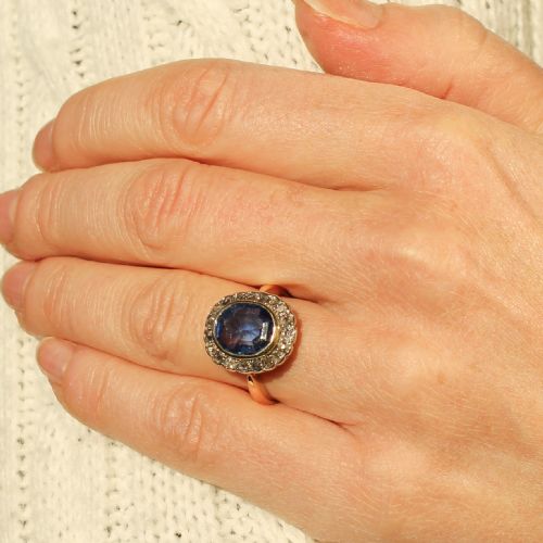 fig 1. Art Deco 2.00 Carat Ceylon Sapphire & Diamond Ring, circa 1915