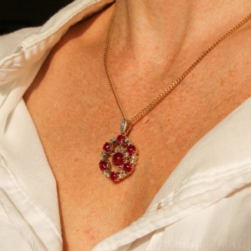 VICTORIAN BURMA RUBY DIAMOND PENDANT BROOCH CIRCA 1890 - ADDITIONAL PHOTO 4