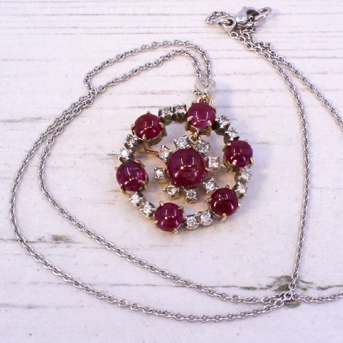 VICTORIAN BURMA RUBY DIAMOND PENDANT BROOCH CIRCA 1890 - ADDITIONAL PHOTO 7