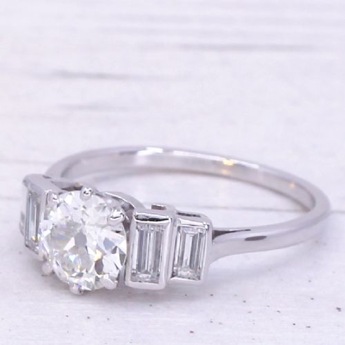 Mid Century 1.00 Carat Old Cut Diamond Engagement Ring, Circa 1955
