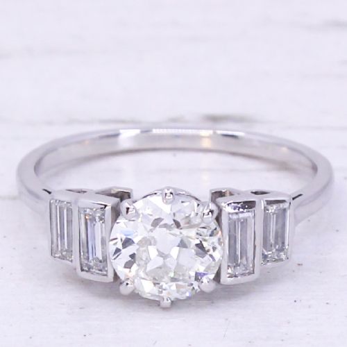 fig 2. Mid Century 1.00 Carat Old Cut Diamond Engagement Ring, circa 1955