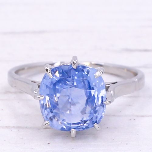 fig 2. Art Deco 4.87 Carat Natural Sapphire Solitaire Ring, circa 1925