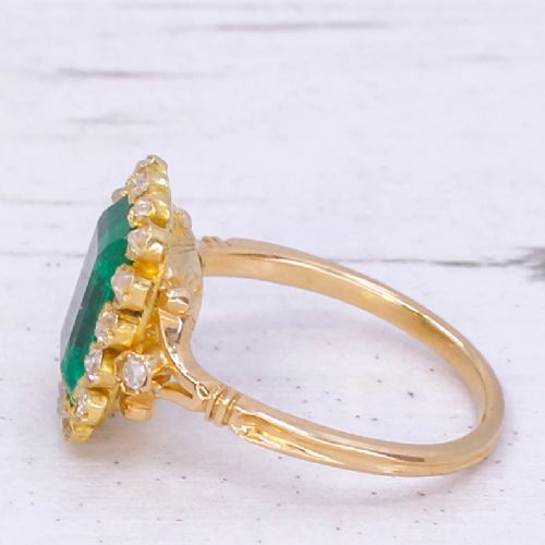 fig 3. Art Nouveau 2.80 Carat Colombian Emerald & Old Cut Diamond Ring, circa 1900