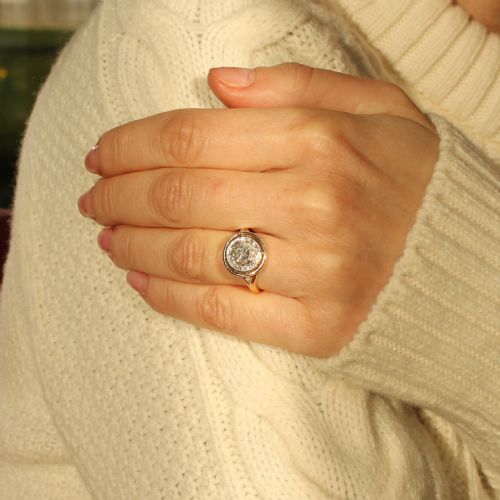 fig 1. Edwardian 0.75 Carat Old Cut Diamond Cluster Ring, circa 1910
