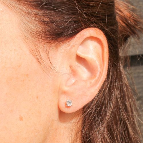 fig 1. 0.52 Carat Old Mine Cut Diamond Stud Earrings, Platinum
