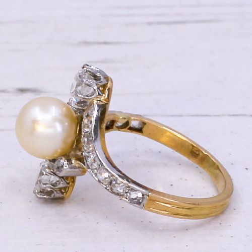 fig 3. Art Nouveau Pearl & 1.07 Carat Diamond Ring, circa 1910