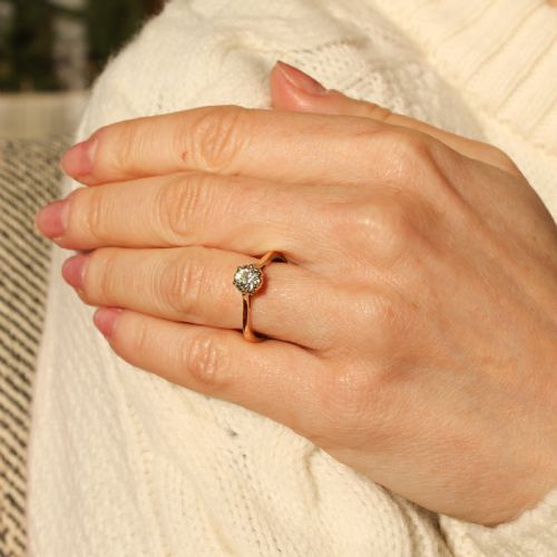 fig 1. Art Deco 0.65 Carat Old Cut Diamond Engagement Ring, circa 1930
