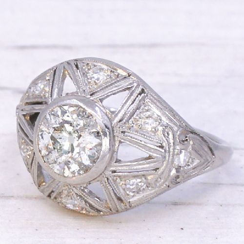 ART DECO 120 CARAT OLD CUT DIAMOND BOMB STAR RING CIRCA 1930