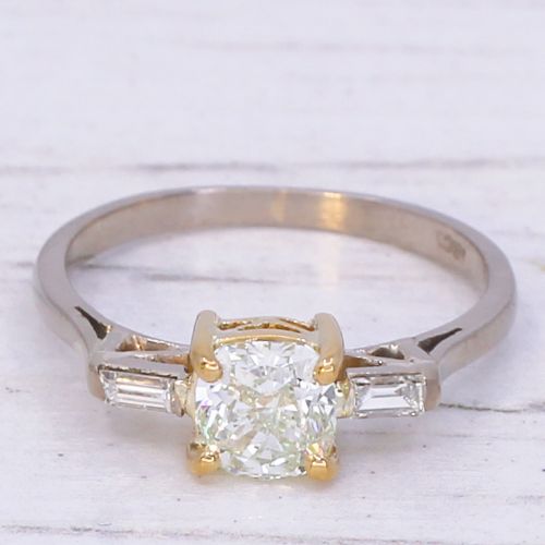 fig 2. Mid Century 1.05 Cushion Cut Diamond Engagement Ring, circa 1960
