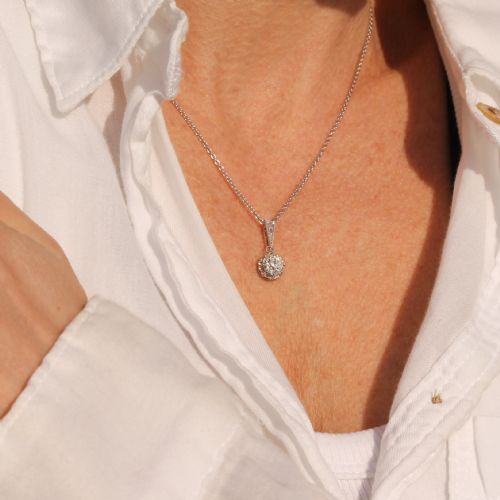 fig 1. Art Deco 1.05 Carat Old Cut Diamond Solitaire Pendant, circa 1940