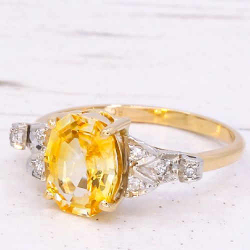 MID CENTURY 252 CARAT CEYLON YELLOW SAPPHIRE SOLITAIRE RING CIRCA 1950