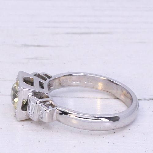 fig 3. Mid Century 1.00 Carat Light Fancy Yellow Old Cut Diamond Ring, circa 1950