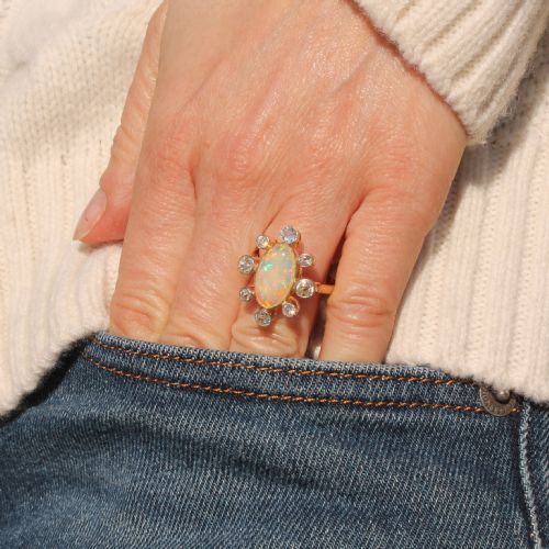 fig 1. Art Deco 1.83 Carat Opal & 1.54 Carat Diamond Ring, circa 1920