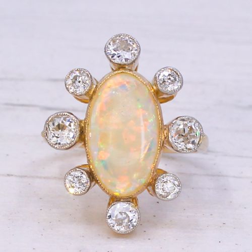 fig 2. Art Deco 1.83 Carat Opal & 1.54 Carat Diamond Ring, circa 1920