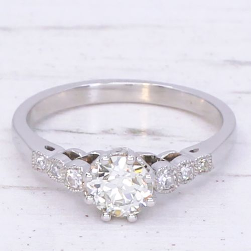fig 2. 0.80 Carat Old Cut Diamond Engagement Ring, Platinum