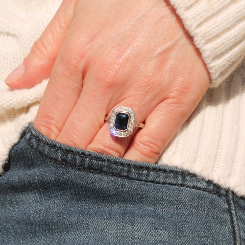 fig 1. Art Deco 2.20 Carat Unheated Sapphire & Diamond Ring, French, circa 1940