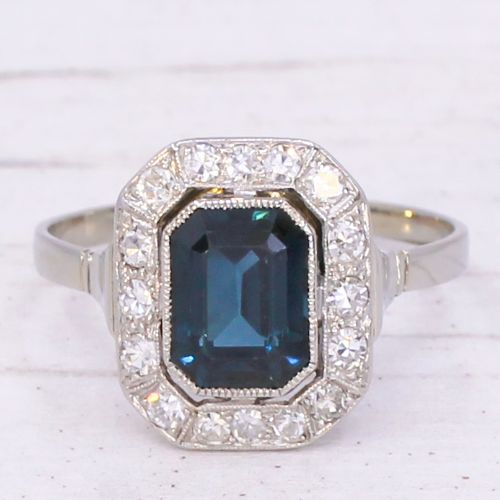 fig 2. Art Deco 2.20 Carat Unheated Sapphire & Diamond Ring, French, circa 1940