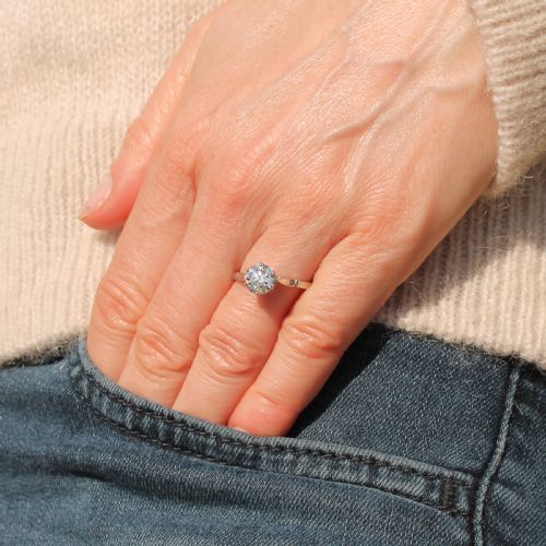 fig 1. Mid Century 1.18 Carat Transitional Cut Diamond Engagement Ring, circa 1950