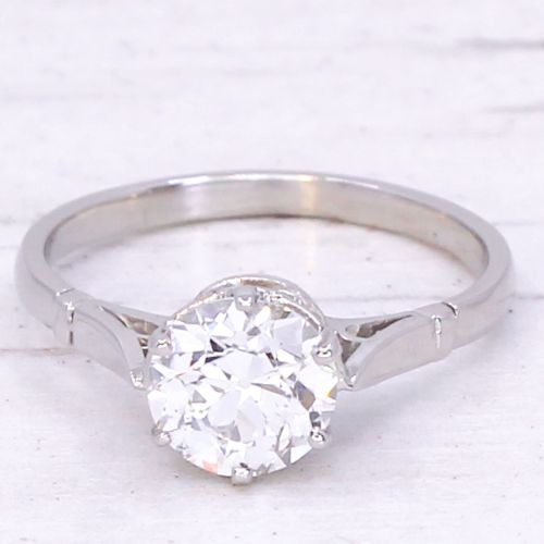 fig 2. Mid Century 1.18 Carat Transitional Cut Diamond Engagement Ring, circa 1950
