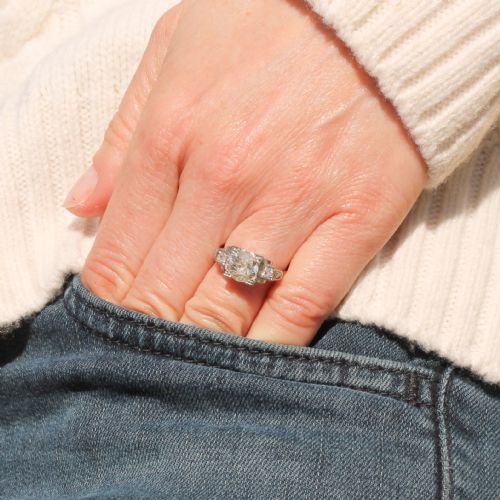 fig 1. Kutchinsky 1.52 Carat Old Cut Diamond Ring, circa 1945