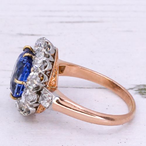 fig 3. Art Deco 4.49 Carat Sapphire & 2.76 Carat Old Cut Diamond Ring, circa 1935