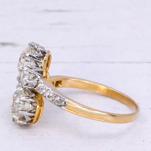 fig 3. Art Nouveau 2.46 Carat Old Cut Diamond Crossover Ring, circa 1910