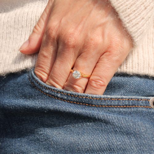 fig 1. Art Deco 0.99 Carat Old Cut Diamond Engagement Ring, circa 1920