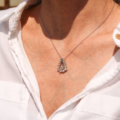 fig 2. Art Deco 1.09 Carat Old Cut Diamond Pendant, circa 1935