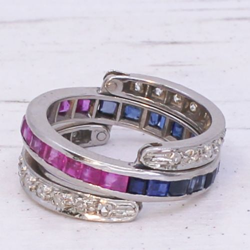 fig 2. Mid Century Sapphire, Ruby & Diamond Flip Ring, circa 1950