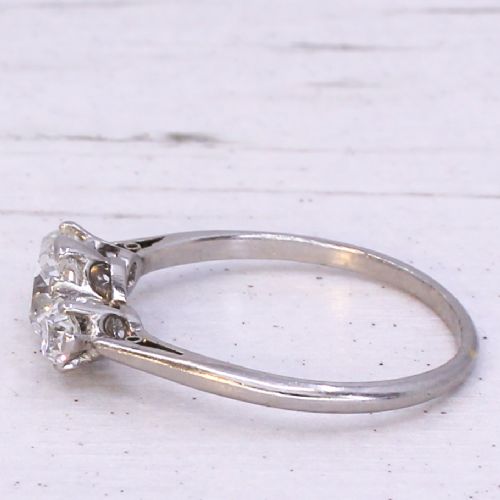 fig 3. An Art Deco platinum ring set with three old-cut diamonds in a horizontal trilogy configuration.