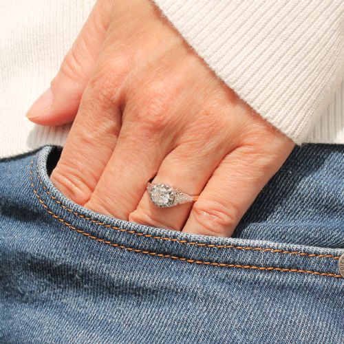 fig 1. Mid Century 0.69 Carat Old Cut Diamond Engagement Ring, circa 1960