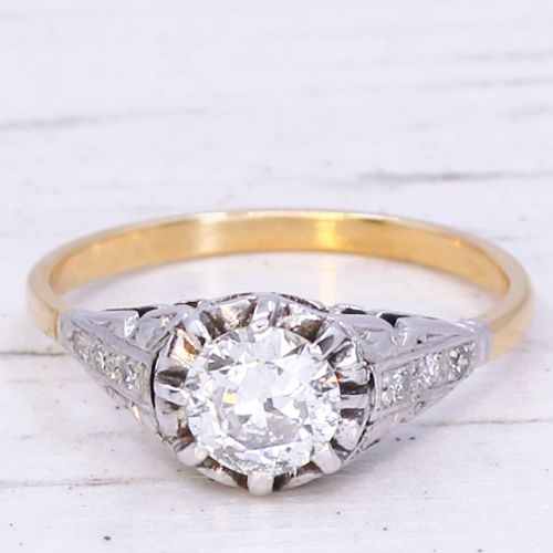 fig 2. Mid Century 0.69 Carat Old Cut Diamond Engagement Ring, circa 1960