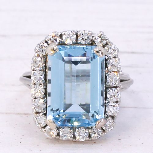 fig 2. Mid Century 5.81 Carat Aquamarine & Diamond Ring, circa 1965