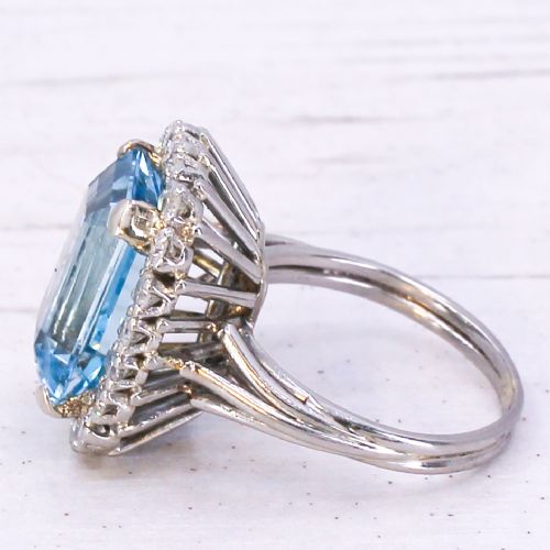 fig 3. Mid Century 5.81 Carat Aquamarine & Diamond Ring, circa 1965
