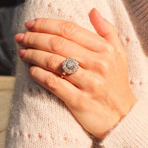 fig 1. Victorian 2.83 Carat Old Cut Diamond Target Cluster Ring, circa 1890