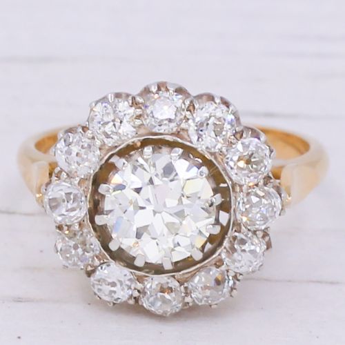 fig 2. Victorian 2.83 Carat Old Cut Diamond Target Cluster Ring, circa 1890
