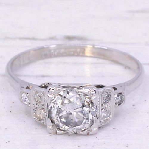 fig 2. Mid Century 1.15 Carat Old Cut Diamond Engagement Ring, circa 1955