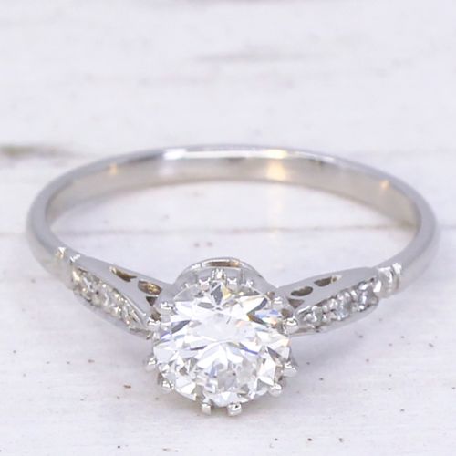 fig 2. Mid Century 0.63 Carat Transitional Cut Diamond Engagement Ring, circa 1950
