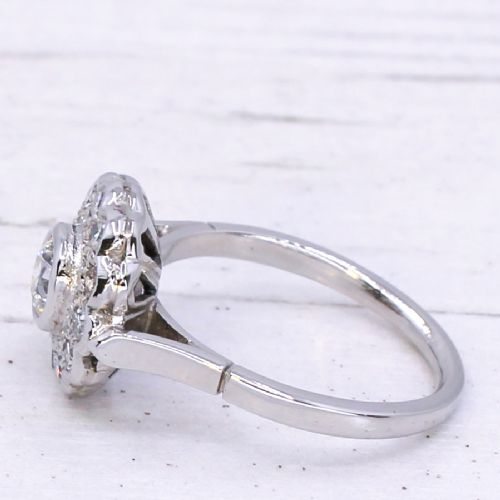 fig 3. Vintage 0.87 Carat Old Cut Diamond Cluster Ring, circa 1935