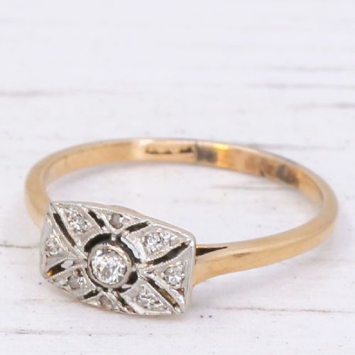 Antique 0.11 Carat Old Cut Diamond Cluster Ring, Circa 1920