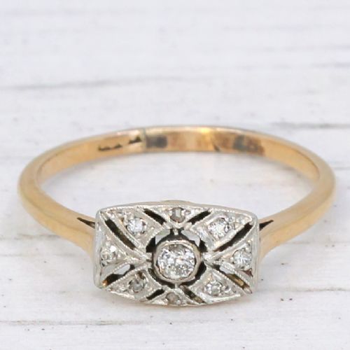 fig 2. Antique 0.11 Carat Old Cut Diamond Cluster Ring, circa 1920