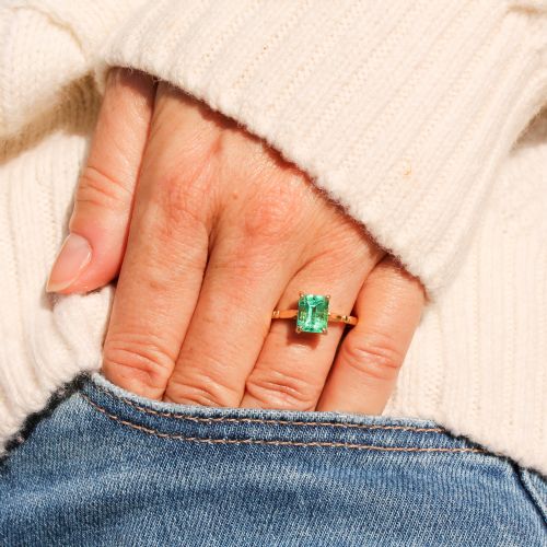 fig 1. Vintage 1.66 Carat Colombian Emerald Solitaire Ring, circa 1930