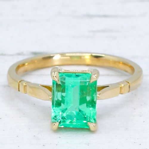 fig 2. Vintage 1.66 Carat Colombian Emerald Solitaire Ring, circa 1930