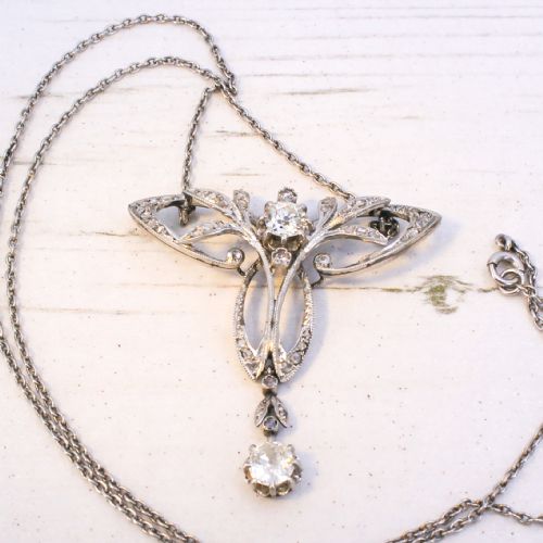 ART NOUVEAU 190 CARAT OLD CUT DIAMOND PENDANT CIRCA 1915 - ADDITIONAL PHOTO 6