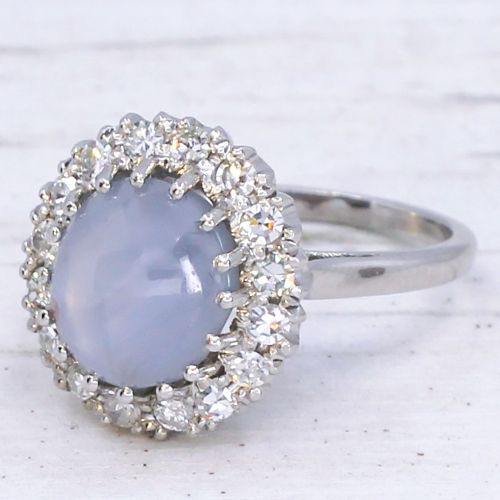Vintage 7.05 Carat Ceylon Star Sapphire & Diamond Ring, Circa 1960