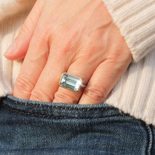 fig 1. Vintage 5.45 Carat Aquamarine Solitaire Ring, circa 1950